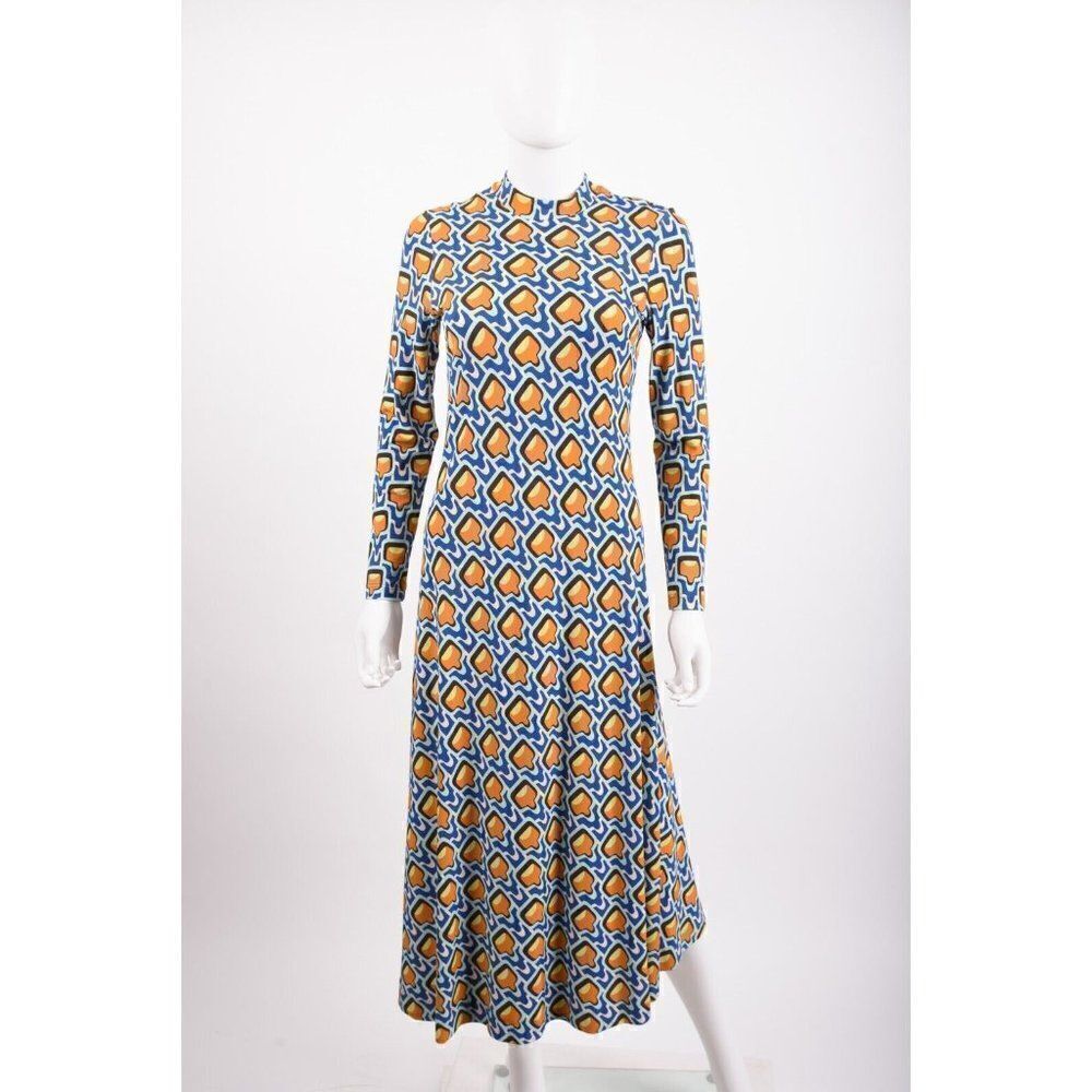 Maliparmi Womans Liquid Square Dress Size 40 S US 4 Blue Orange Geometric NWT